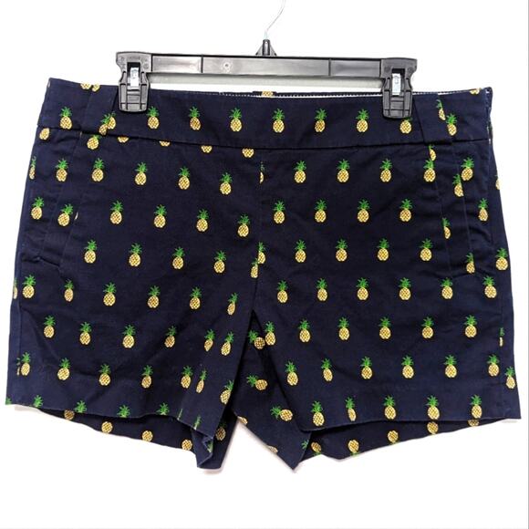 J. Crew Pants - J Crew Navy Blue Pineapple Chino Stretch Shorts Size 12